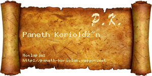 Paneth Koriolán névjegykártya